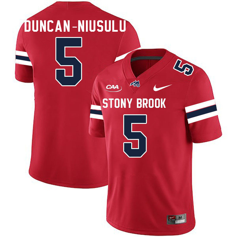 Stony Brook Seawolves #5 Shamoun Duncan-Niusulu College Football Jerseys Stitched-Red